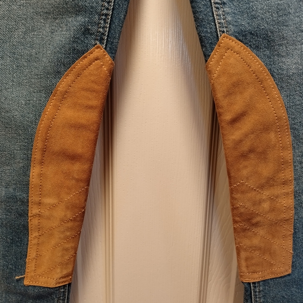 Ralph Lauren Light Blue Skinny Jeans with Tan Knee Patches - Picture 9 of 15